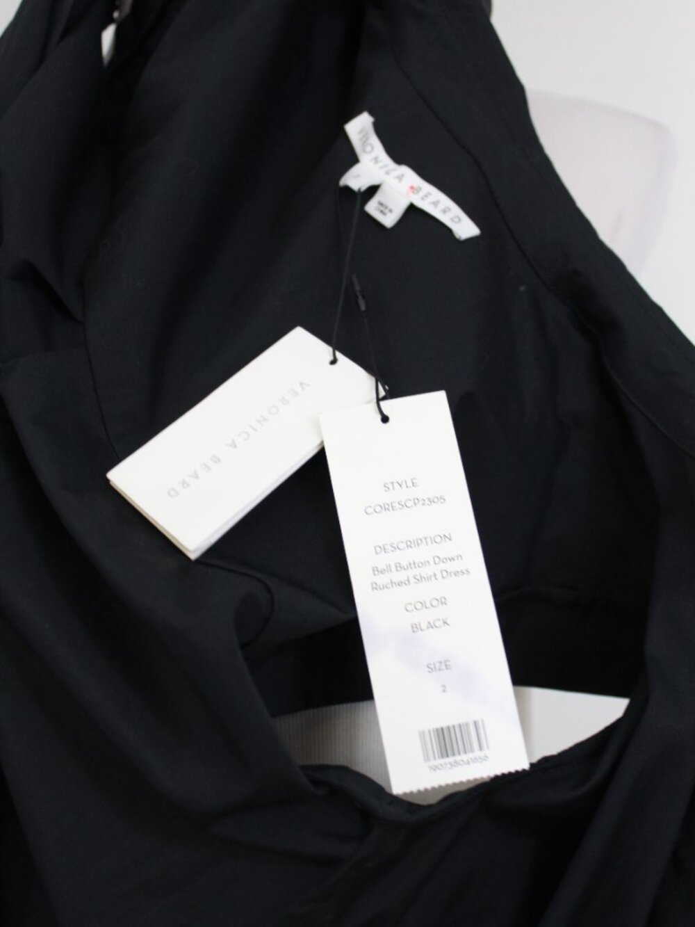 Veronica Beard Ruched Shirt Dress Black NWT Button Down Fitted Mini - Picture 10 of 12